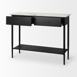 Amika White Marble Top Black Metal Base Console Table from Mercana - Luna Furniture