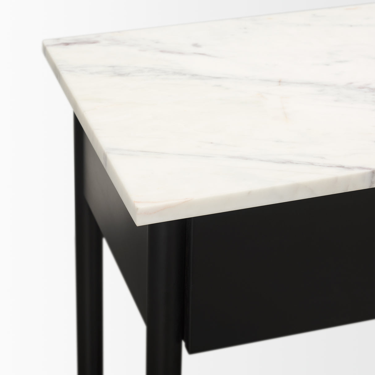 Amika White Marble Top Black Metal Base Console Table from Mercana - Luna Furniture