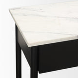 Amika White Marble Top Black Metal Base Console Table from Mercana - Luna Furniture