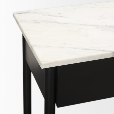 Amika White Marble Top Black Metal Base Console Table from Mercana - Luna Furniture