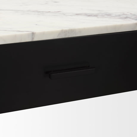 Amika White Marble Top Black Metal Base Console Table from Mercana - Luna Furniture