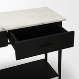 Amika White Marble Top Black Metal Base Console Table from Mercana - Luna Furniture