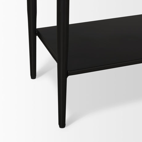Amika White Marble Top Black Metal Base Console Table from Mercana - Luna Furniture