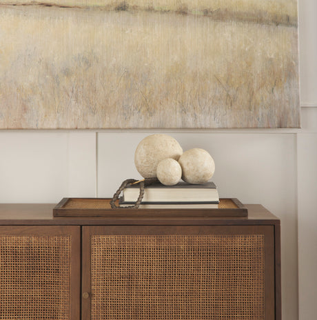 Sunita Set of 3 Beige Paper Mache Orbs from Mercana - Luna Furniture