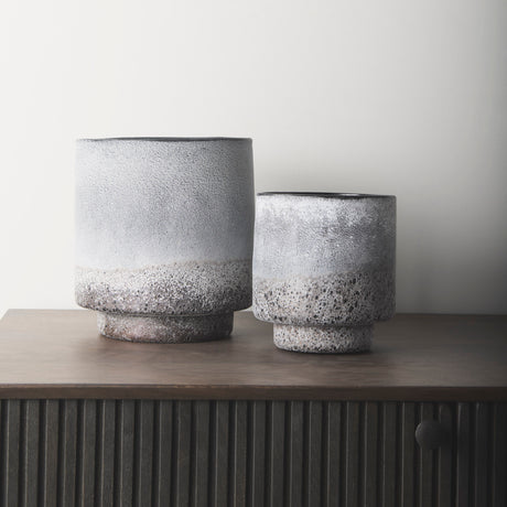 Squally 6.0L x 6.0W x 6.4H Black/Brown Glass Ombre Textured Small Vase from Mercana - Luna Furniture