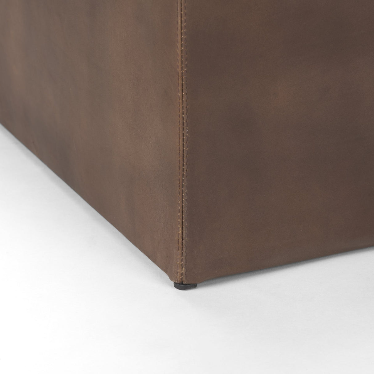 Minara 36" Square Brown Leather Wrapped w/Wood Base Ottoman from Mercana - Luna Furniture