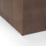 Minara 36" Square Brown Leather Wrapped w/Wood Base Ottoman from Mercana - Luna Furniture