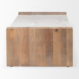 Athens 48.0L x 28.0W x 16.0H Light Brown Wood and White Marble Coffee Table from Mercana - Luna Furniture