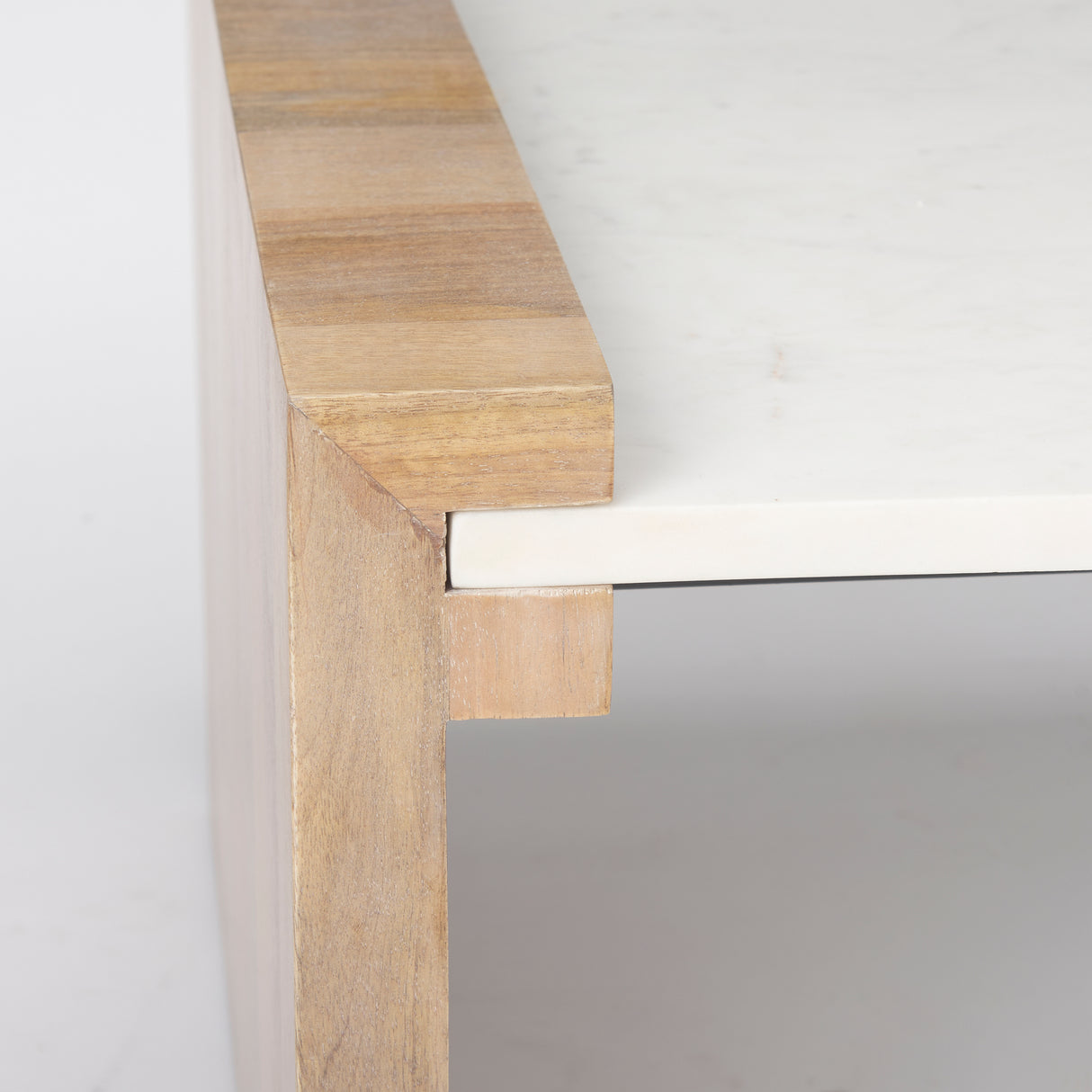 Athens 48.0L x 28.0W x 16.0H Light Brown Wood and White Marble Coffee Table from Mercana - Luna Furniture