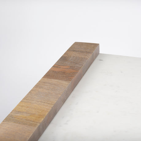 Athens 48.0L x 28.0W x 16.0H Light Brown Wood and White Marble Coffee Table from Mercana - Luna Furniture