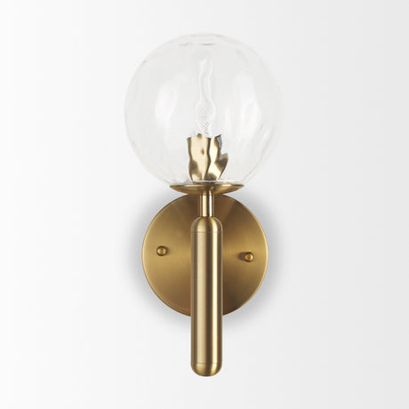 Britton Gold Metal w/ Clear Glass Globe 1-Light Wall Sconce from Mercana - Luna Furniture