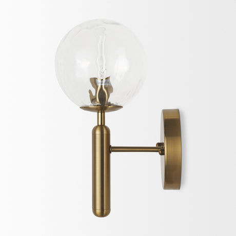 Britton Gold Metal w/ Clear Glass Globe 1-Light Wall Sconce from Mercana - Luna Furniture