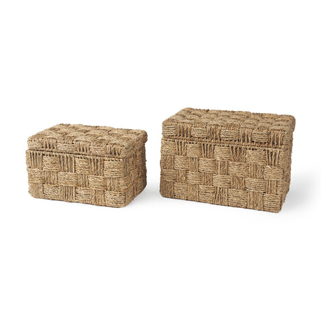 Hanalei Set of 2 Seagrass Boxes with Lids from Mercana - Luna Furniture