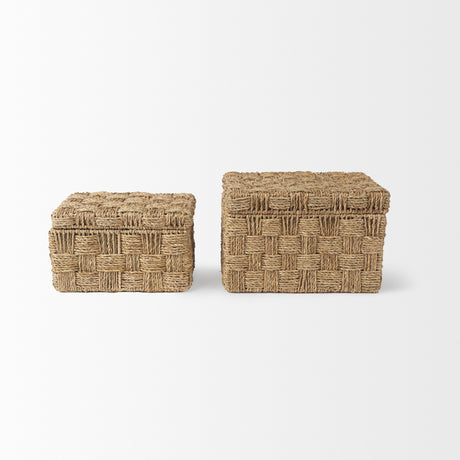 Hanalei Set of 2 Seagrass Boxes with Lids from Mercana - Luna Furniture