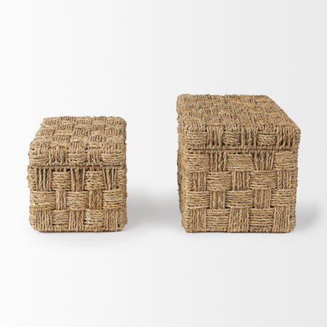 Hanalei Set of 2 Seagrass Boxes with Lids from Mercana - Luna Furniture