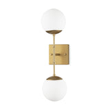 Edie Brushed Gold Metal w/ Frosted Glass Globes 2-Light Wall Sconce from Mercana - Luna Furniture