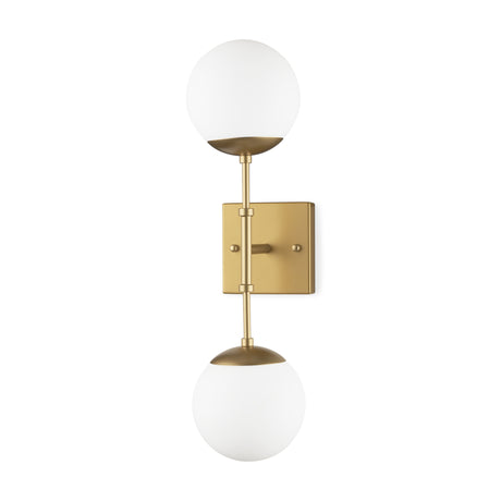 Edie Brushed Gold Metal w/ Frosted Glass Globes 2-Light Wall Sconce from Mercana - Luna Furniture