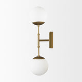 Edie Brushed Gold Metal w/ Frosted Glass Globes 2-Light Wall Sconce from Mercana - Luna Furniture
