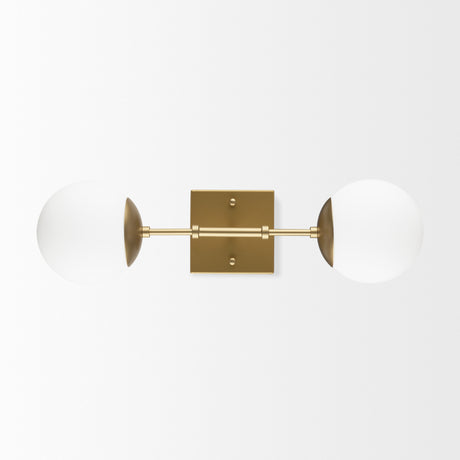 Edie Brushed Gold Metal w/ Frosted Glass Globes 2-Light Wall Sconce from Mercana - Luna Furniture