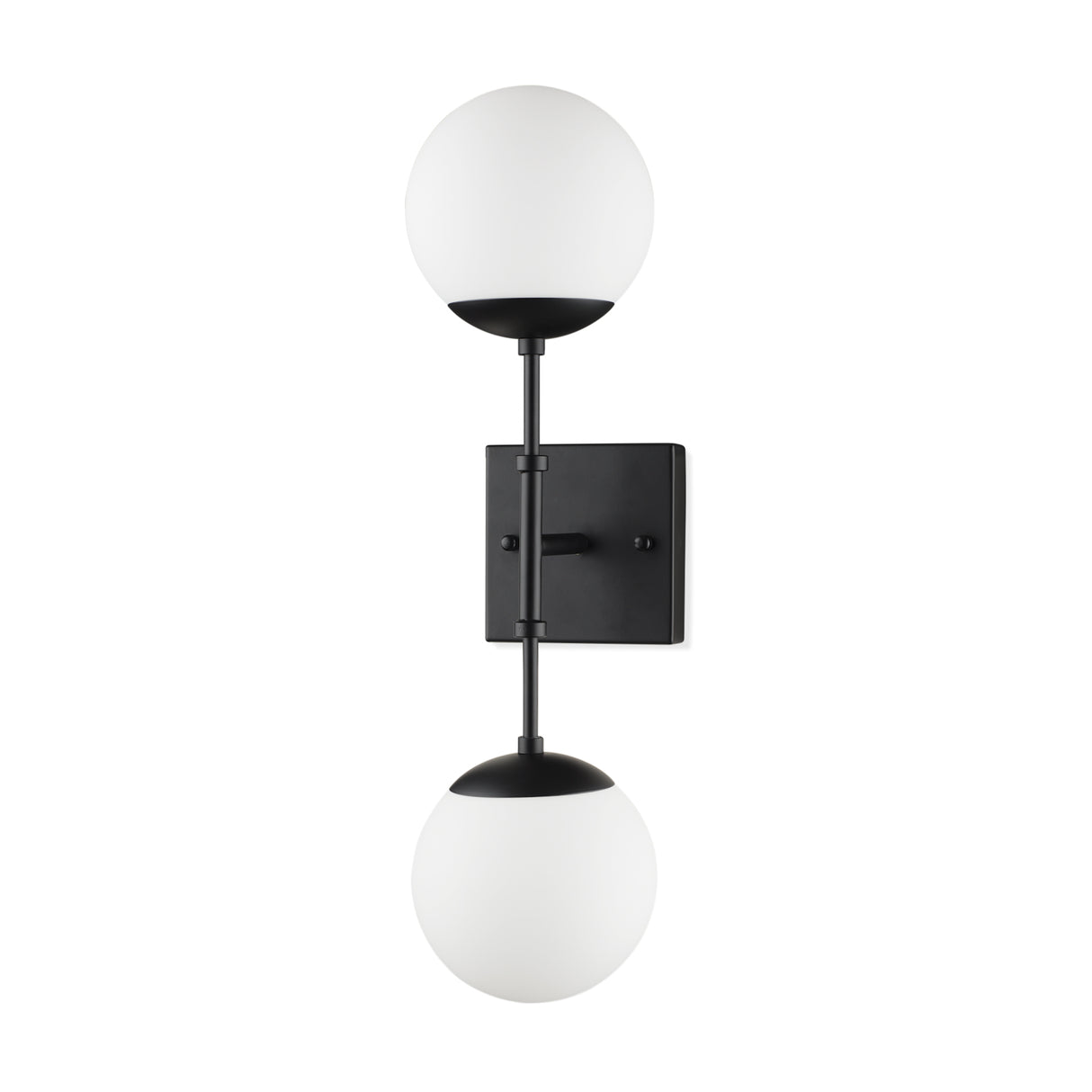 Edie Matte Black Metal w/ Frosted Glass Globes 2-Light Wall Sconce from Mercana - Luna Furniture