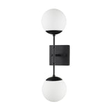 Edie Matte Black Metal w/ Frosted Glass Globes 2-Light Wall Sconce from Mercana - Luna Furniture