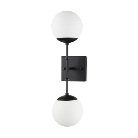 Edie Matte Black Metal w/ Frosted Glass Globes 2-Light Wall Sconce from Mercana - Luna Furniture