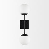 Edie Matte Black Metal w/ Frosted Glass Globes 2-Light Wall Sconce from Mercana - Luna Furniture