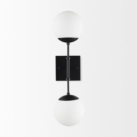 Edie Matte Black Metal w/ Frosted Glass Globes 2-Light Wall Sconce from Mercana - Luna Furniture