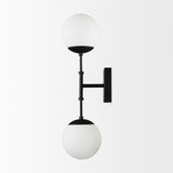 Edie Matte Black Metal w/ Frosted Glass Globes 2-Light Wall Sconce from Mercana - Luna Furniture