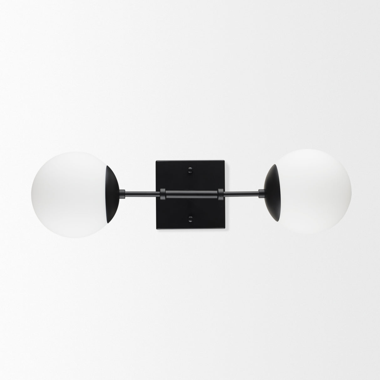 Edie Matte Black Metal w/ Frosted Glass Globes 2-Light Wall Sconce from Mercana - Luna Furniture