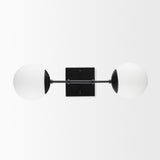 Edie Matte Black Metal w/ Frosted Glass Globes 2-Light Wall Sconce from Mercana - Luna Furniture