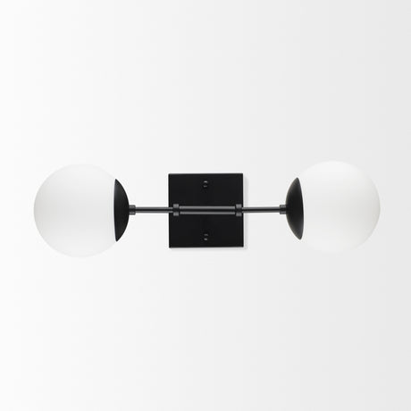 Edie Matte Black Metal w/ Frosted Glass Globes 2-Light Wall Sconce from Mercana - Luna Furniture