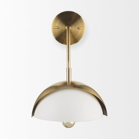 Cybill Brushed Brass w/ White Metal Shade 1-Light Wall Sconce from Mercana - Luna Furniture