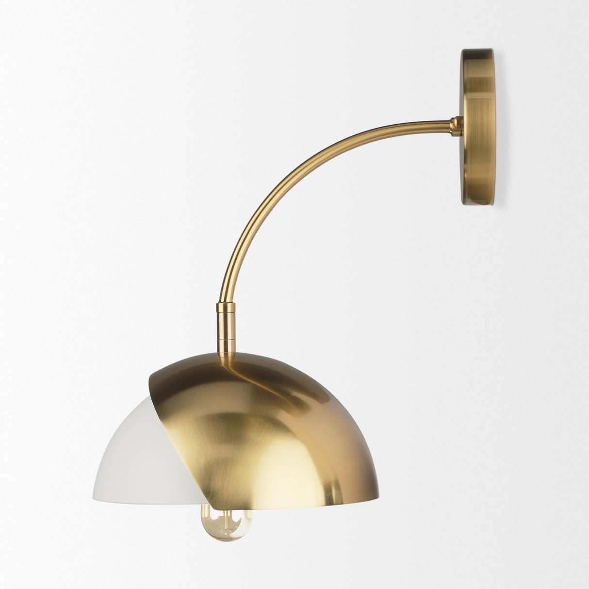 Cybill Brushed Brass w/ White Metal Shade 1-Light Wall Sconce from Mercana - Luna Furniture