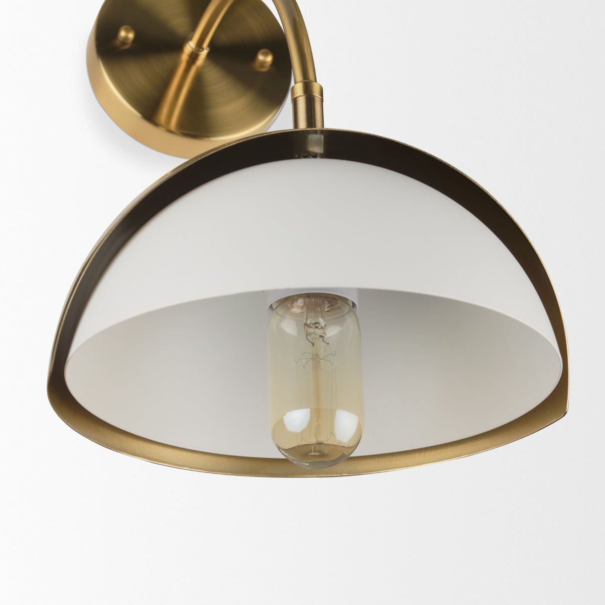 Cybill Brushed Brass w/ White Metal Shade 1-Light Wall Sconce from Mercana - Luna Furniture