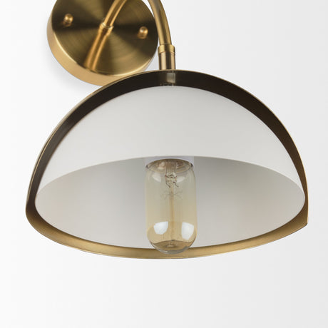 Cybill Brushed Brass w/ White Metal Shade 1-Light Wall Sconce from Mercana - Luna Furniture