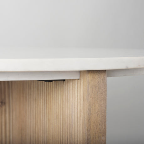 Enzo Marble Tabletop w/ Fluted Light Wood Base Foyer Accent Table from Mercana - Luna Furniture