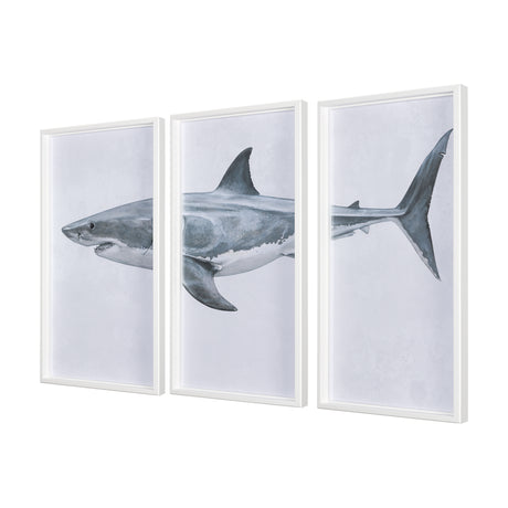 Great White Shark by Ariana a Triptych Hand Embellished Textured Framed Art Print Matted under Glass from Mercana - Luna Furniture
