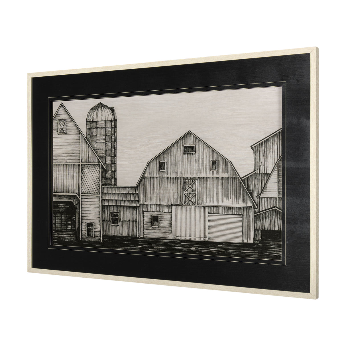 Barn Buildings I by CV a Hand Embellished Textured Framed Art Print Matted under Glass from Mercana - Luna Furniture