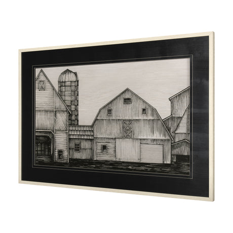 Barn Buildings I by CV a Hand Embellished Textured Framed Art Print Matted under Glass from Mercana - Luna Furniture