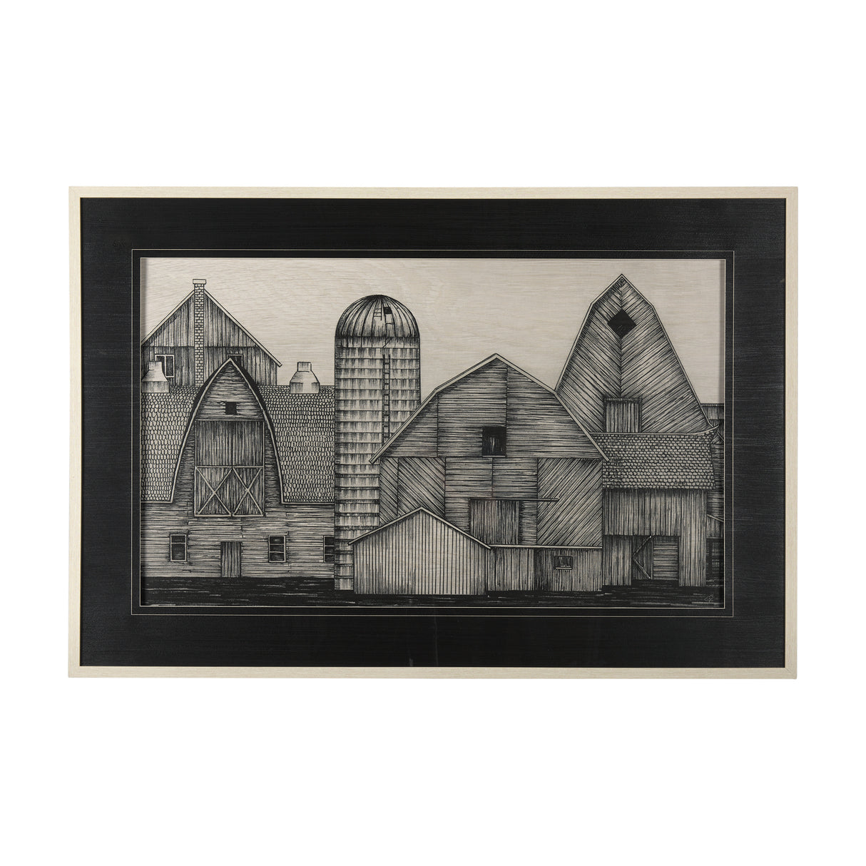 Barn Buildings II by CV a Hand Embellished Textured Framed Art Print Matted under Glass from Mercana - Luna Furniture