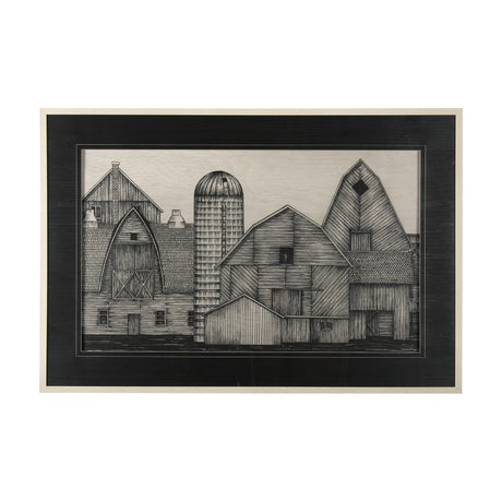 Barn Buildings II by CV a Hand Embellished Textured Framed Art Print Matted under Glass from Mercana - Luna Furniture