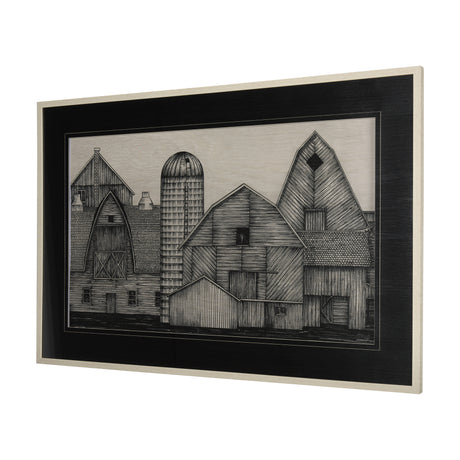 Barn Buildings II by CV a Hand Embellished Textured Framed Art Print Matted under Glass from Mercana - Luna Furniture