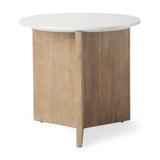 Enzo Marble Tabletop w/ Fluted Light Wood Base Foyer Accent Table from Mercana - Luna Furniture