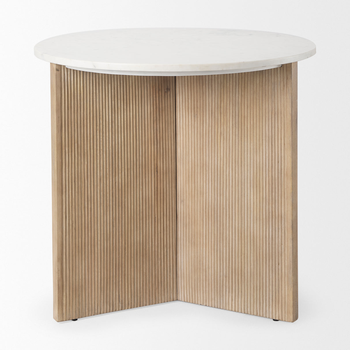Enzo Marble Tabletop w/ Fluted Light Wood Base Foyer Accent Table from Mercana - Luna Furniture