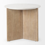 Enzo Marble Tabletop w/ Fluted Light Wood Base Foyer Accent Table from Mercana - Luna Furniture