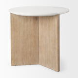 Enzo Marble Tabletop w/ Fluted Light Wood Base Foyer Accent Table from Mercana - Luna Furniture