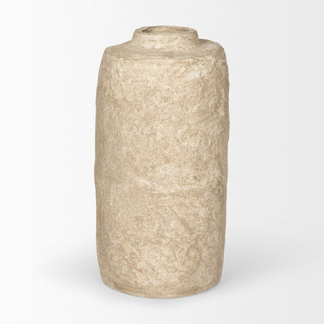 Rama Small Beige Paper Mache Floor Vase from Mercana - Luna Furniture