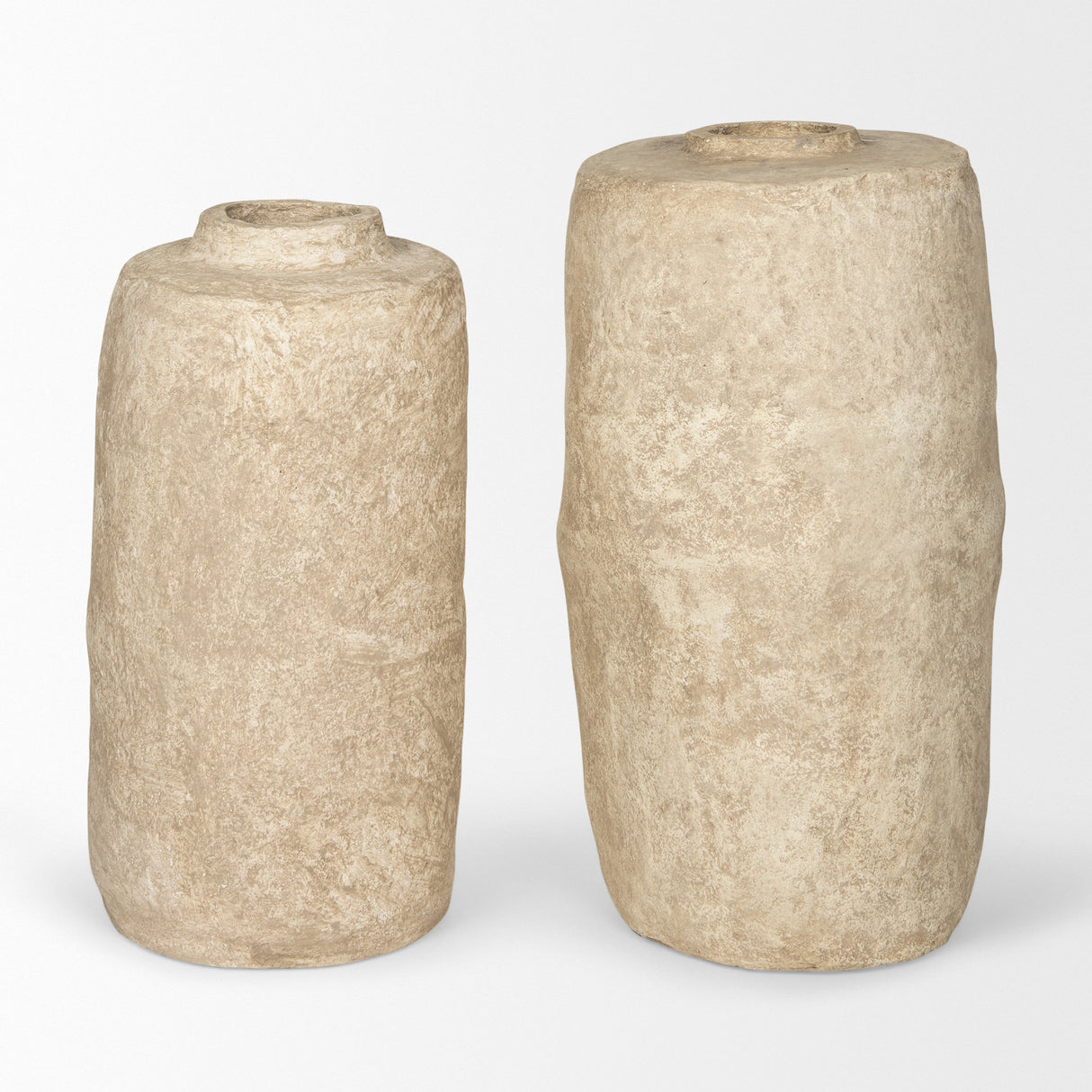 Rama Small Beige Paper Mache Floor Vase from Mercana - Luna Furniture