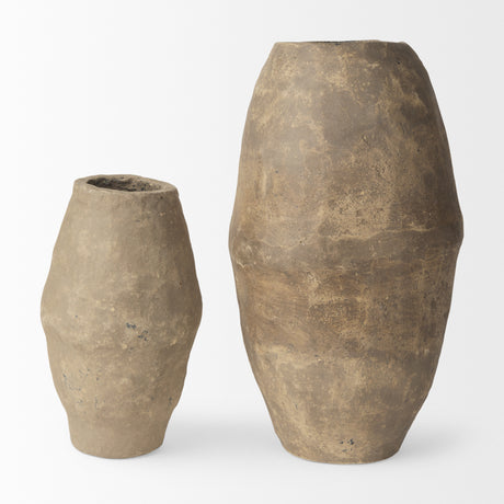 Rundal Large Gray Paper Mache Vase from Mercana - Luna Furniture